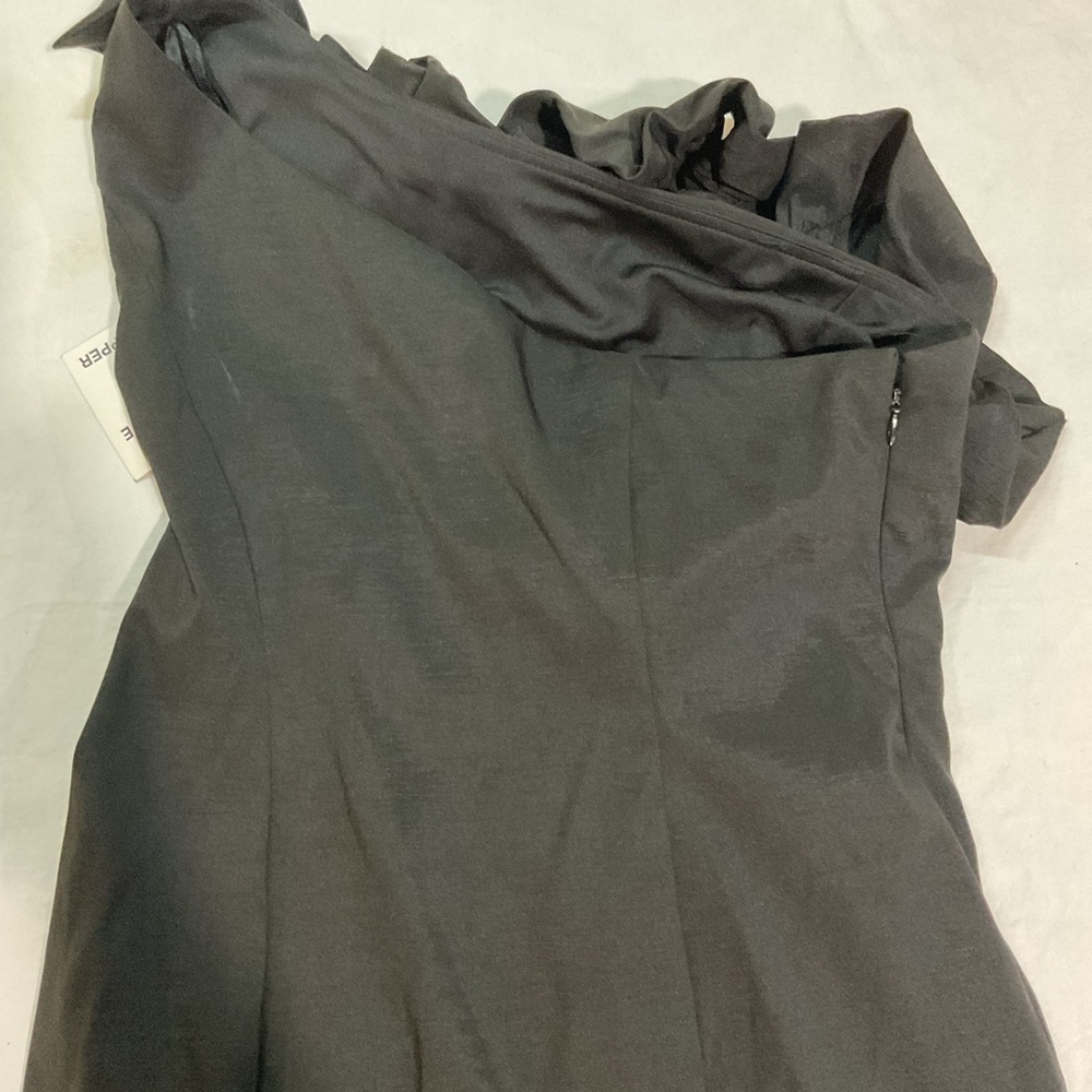 S.L. Fashions one shoulder ruffle Black Dress size 14 - Picture 6 of 7